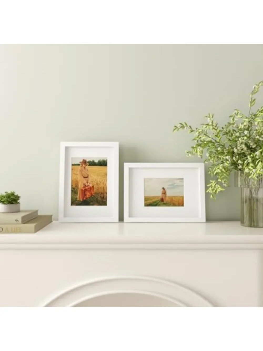 Set of 4 Solid Wood Picture Frames for 5x7 & 6x8 Photos - Tabletop & Wall Mount